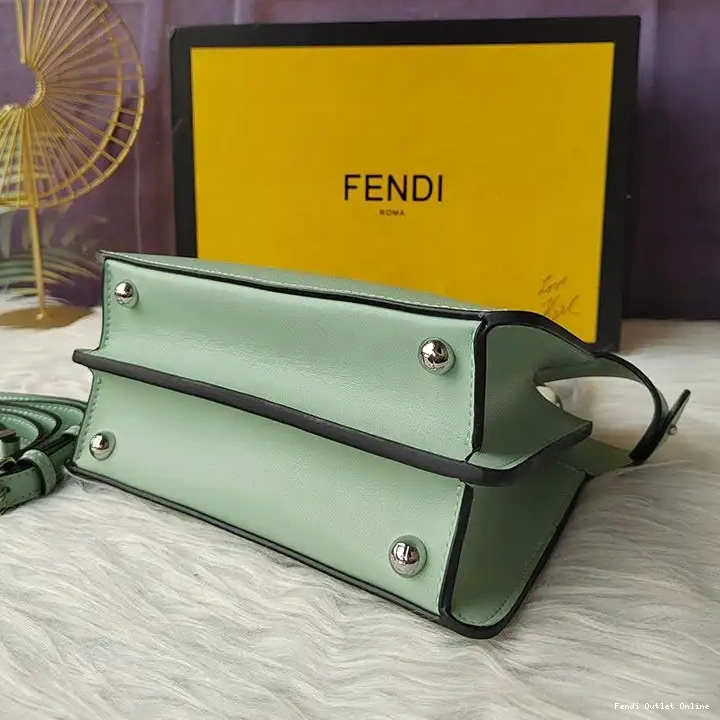Affordable Green Petite Leather Fendi ISeeU Nappa Peekaboo In Bag 0501